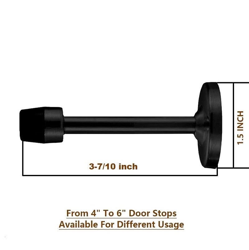 Gudui موقف باب، مثبت باب مثبت على الحائط 4 بوصة مع طرف مطاطي لامتصاص الصوت، موقف باب صلب وصلب، فولاذ مقاوم للصدأ، أسود - Image 5